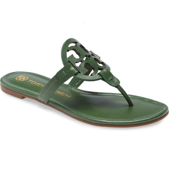 Tory Burch Shoes - ❤️ NIB Tory Burch Miller Leather Thong Sandals Dark Arugula Green 7 7.5 AUTHNTIC